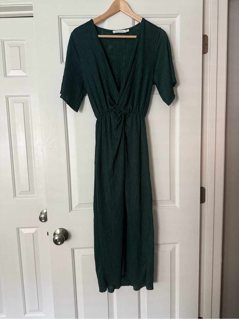 All in Favor Forest Green Knot-Front Maxi Dress